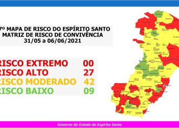 Covid-19: Governo do Espírito Santo divulga 57º Mapa de Risco