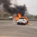 Carro pega fogo na BR-101 na Serra, ES